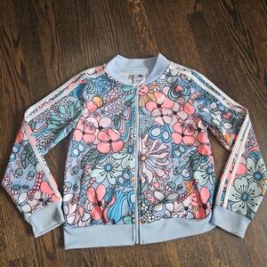 adidas Kids Floral Jacket in Blue and Pink